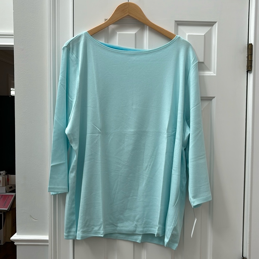 Talbots The Talbots Tee in Opal Blue, 100% Cotton, 3X, NWT